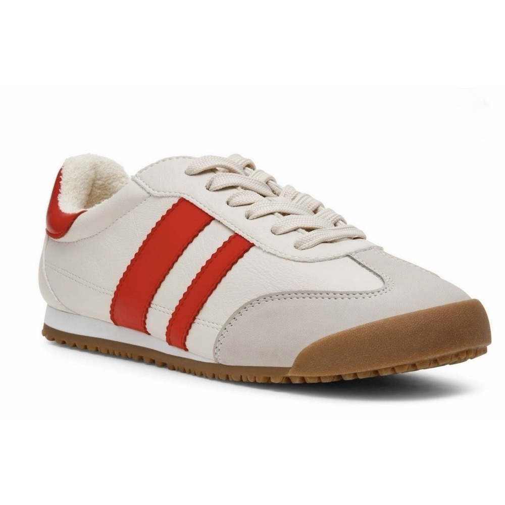 DV by Dolce Vita Women's Revie Lace-Up Sneaker (Size 9) White/Red Comfy